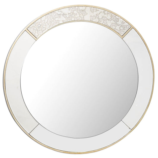 Gold Accented Round Mirror - AFS