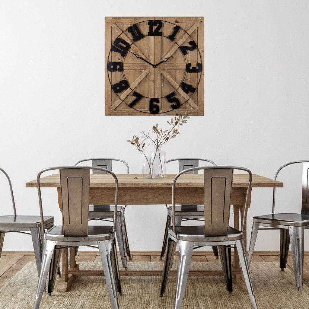 31.5 Modern Farmhouse Round on Square Wall Clock - AFS