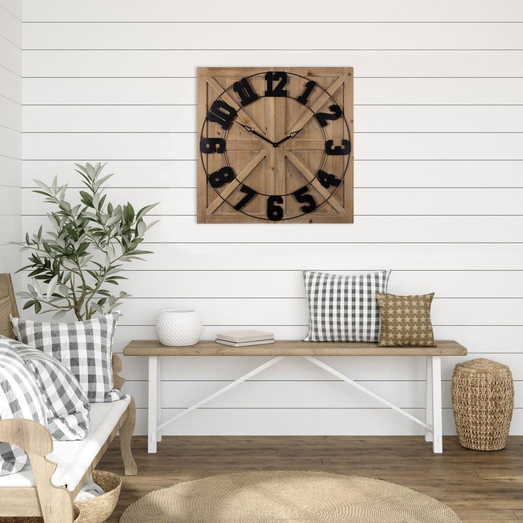 31.5 Modern Farmhouse Round on Square Wall Clock - AFS