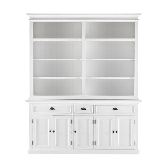 Classic White Hutch Bookcase with 5 Doors and 3 Drawers - AFS