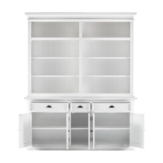 Classic White Hutch Bookcase with 5 Doors and 3 Drawers - AFS