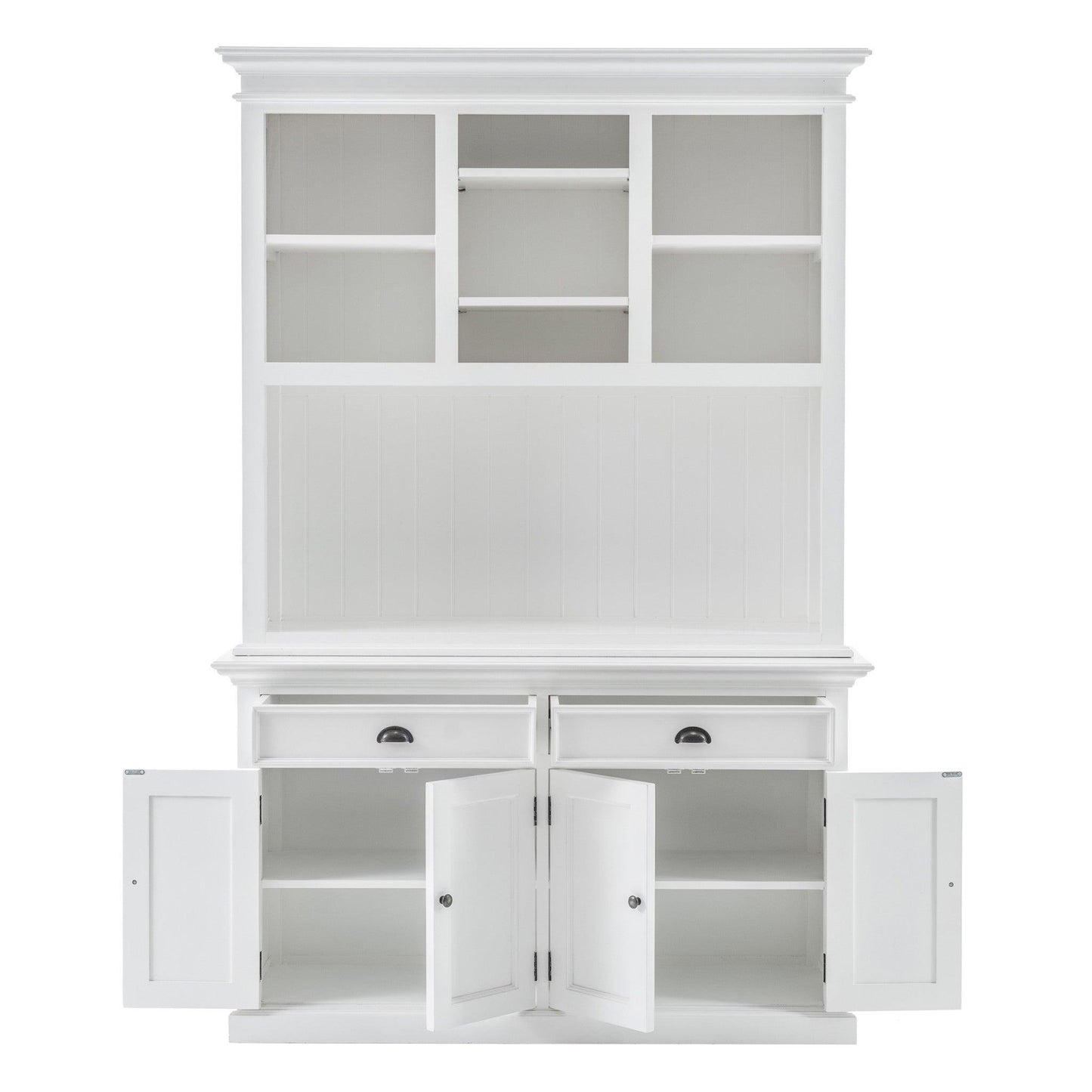 Classic White Buffet Hutch Unit with 2 Adjustable Shelves - AFS