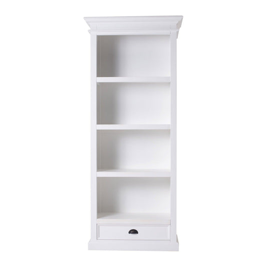 Classic White Bookcase With One Drawer - AFS