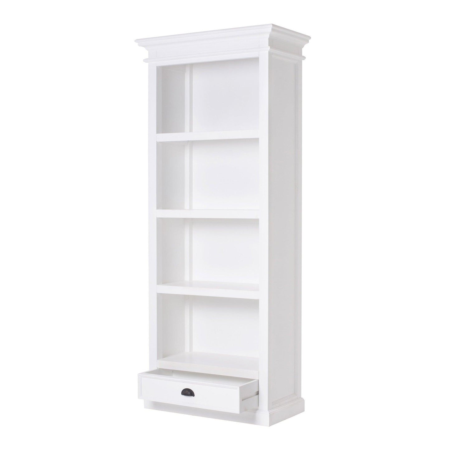 Classic White Bookcase With One Drawer - AFS