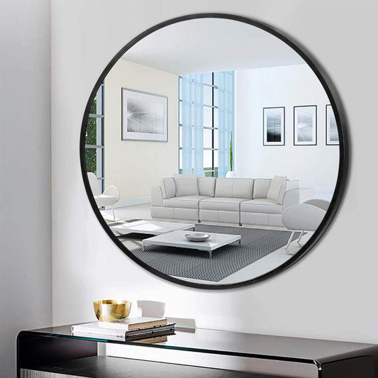 Minimal Black Round Wall Mirror - AFS