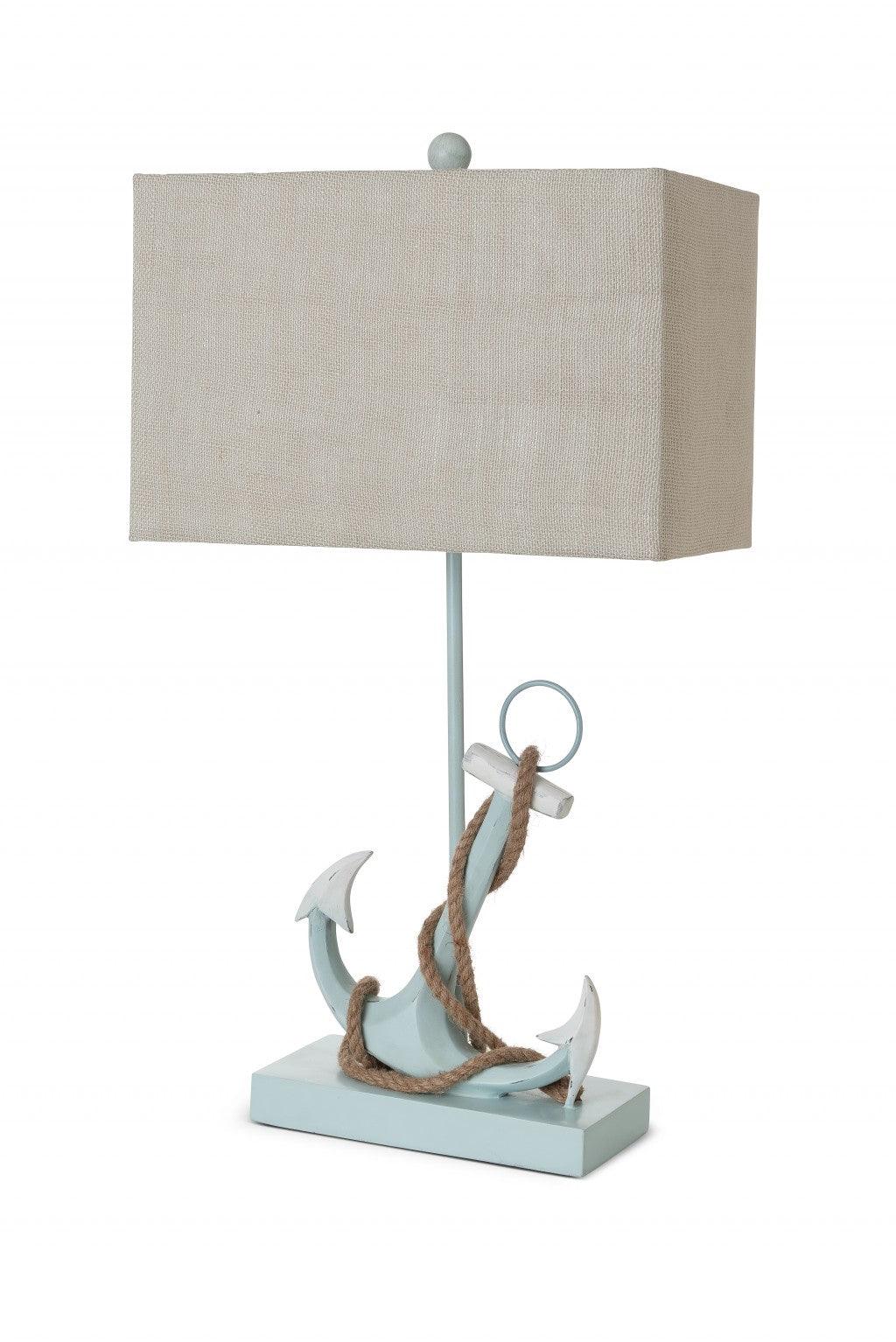 Set of 2 Blue and White Anchor Table Lamps - AFS
