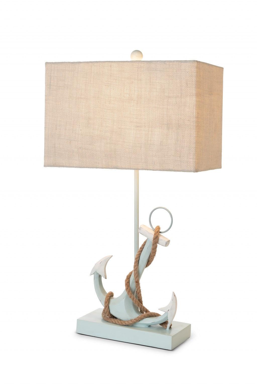 Set of 2 Blue and White Anchor Table Lamps - AFS