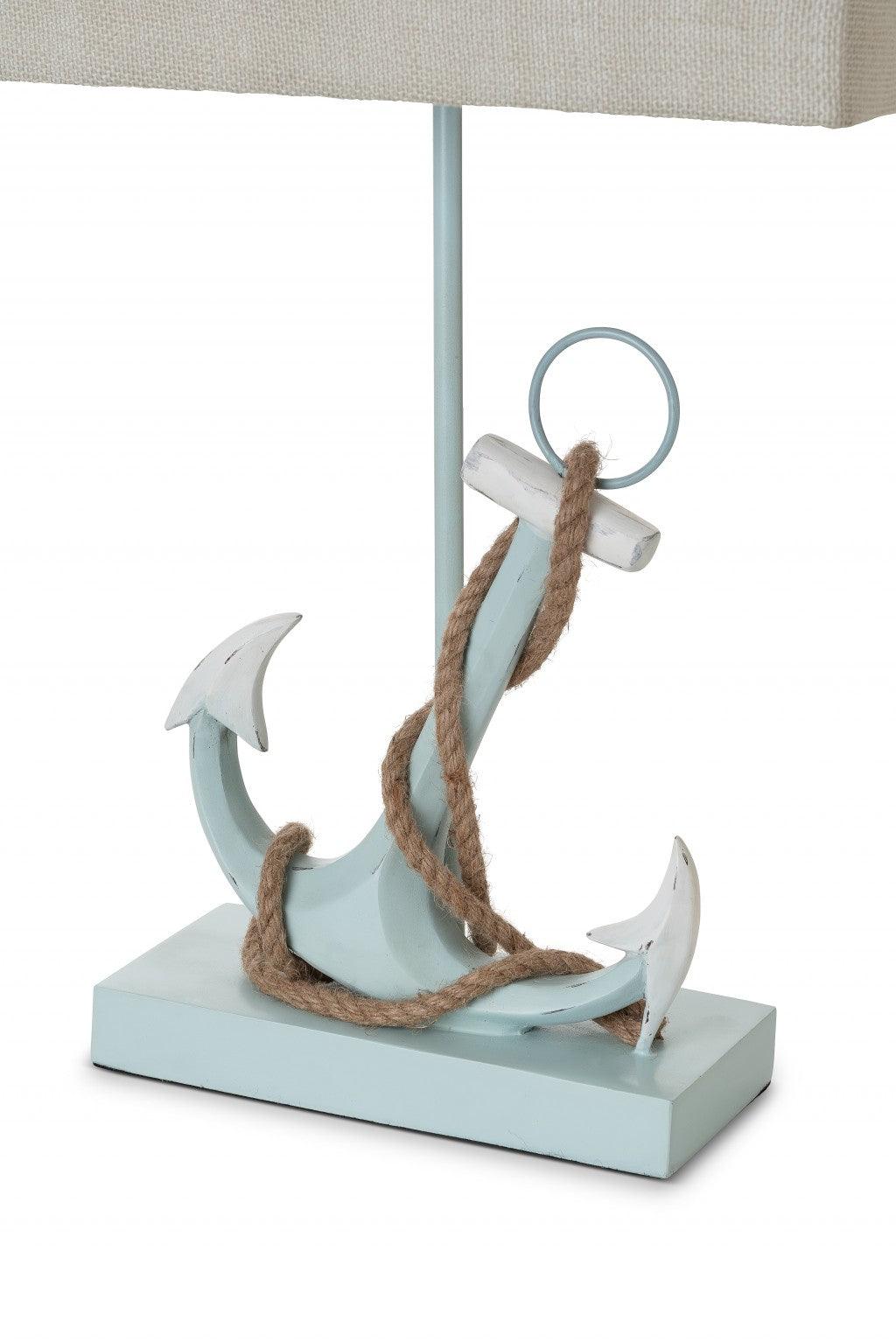 Set of 2 Blue and White Anchor Table Lamps - AFS