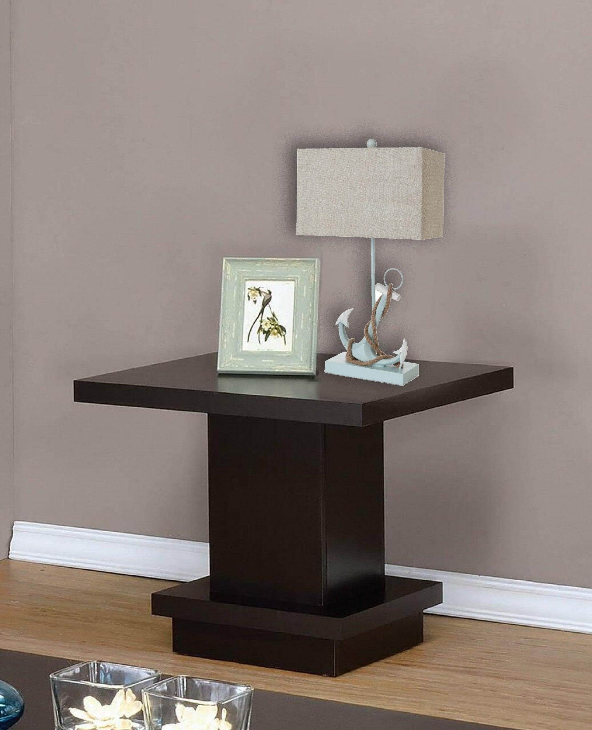Set of 2 Blue and White Anchor Table Lamps - AFS