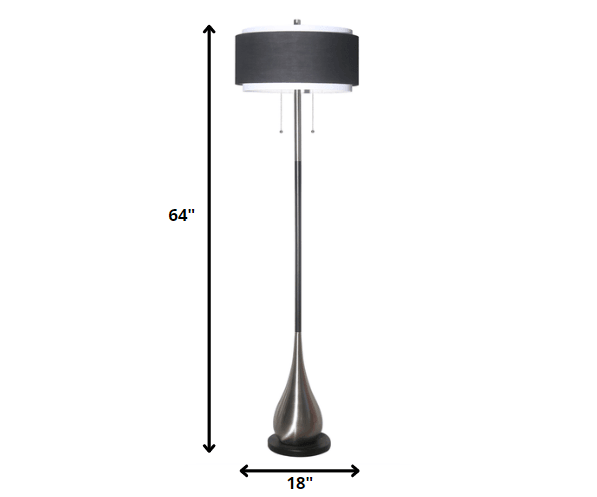 Reverse Teardrop Black and Chrome Floor Lamp - AFS