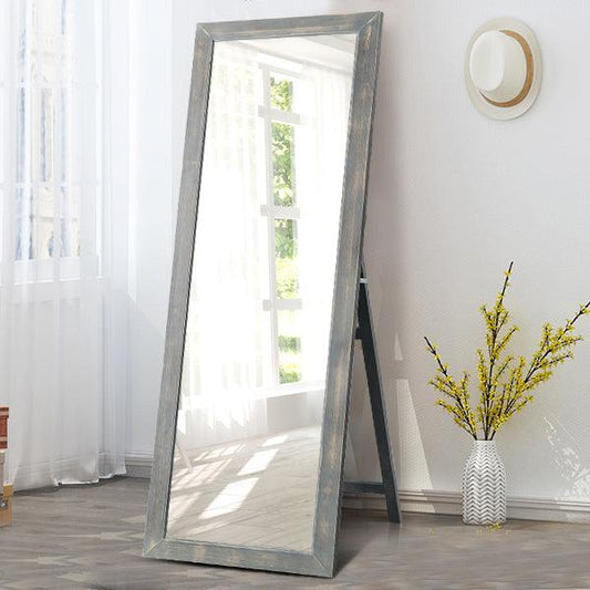 Brushed Gray Wooden Mirror - AFS