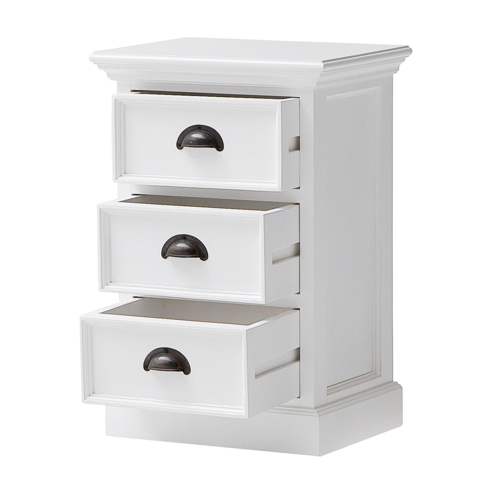 Classic White Three Drawer Nightstand - AFS