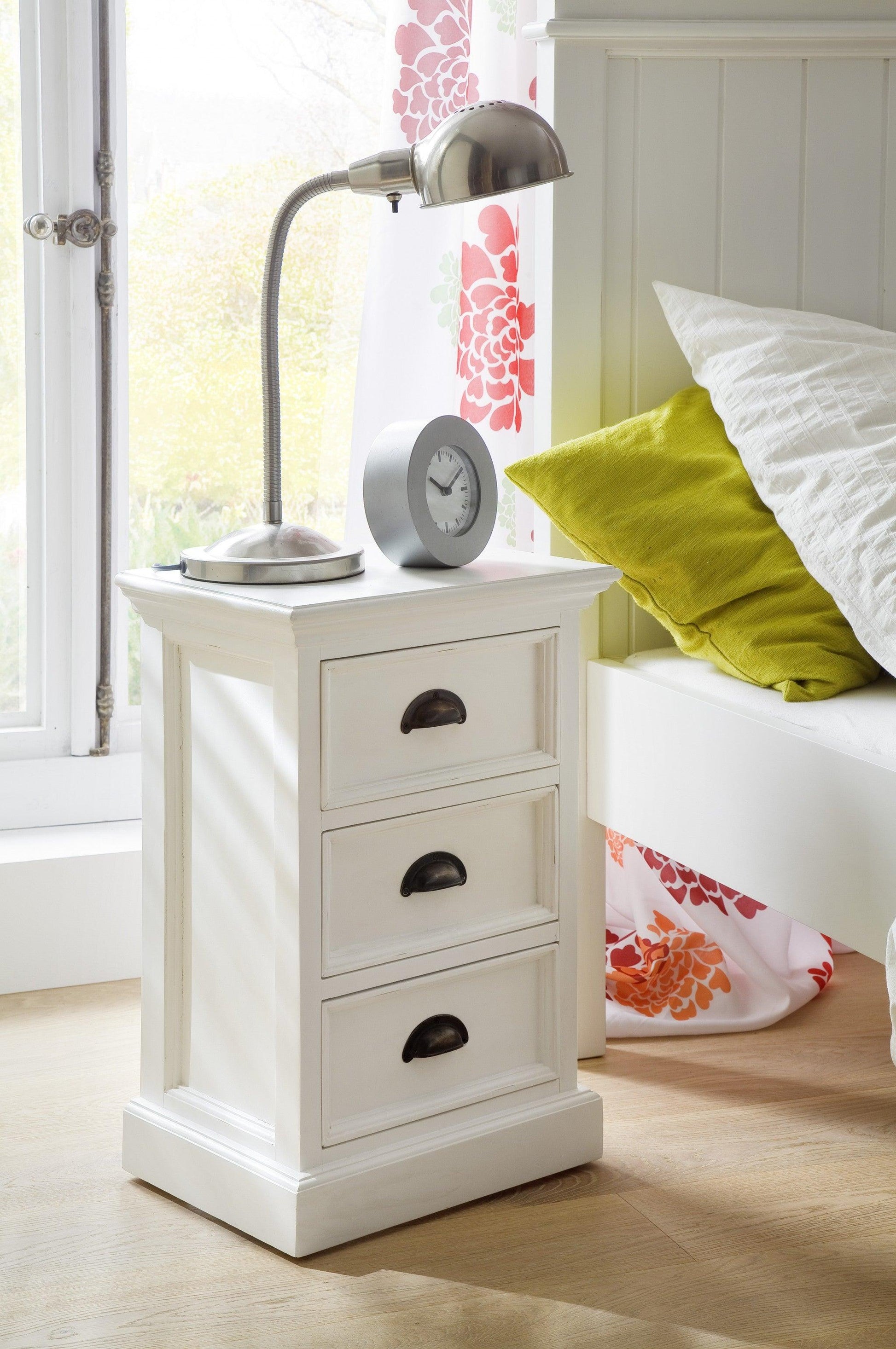 Classic White Three Drawer Nightstand - AFS