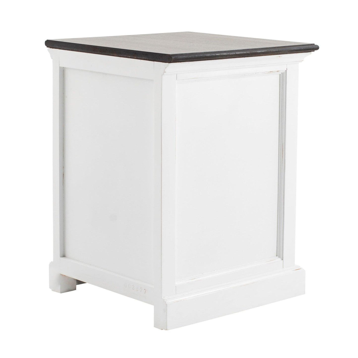 Distressed White and Deep Brown Three Drawer Nightstand - AFS