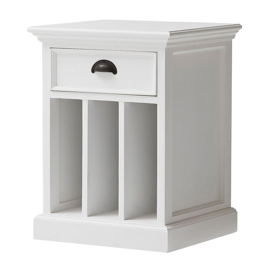 Classic White Nightstand With Dividers - AFS