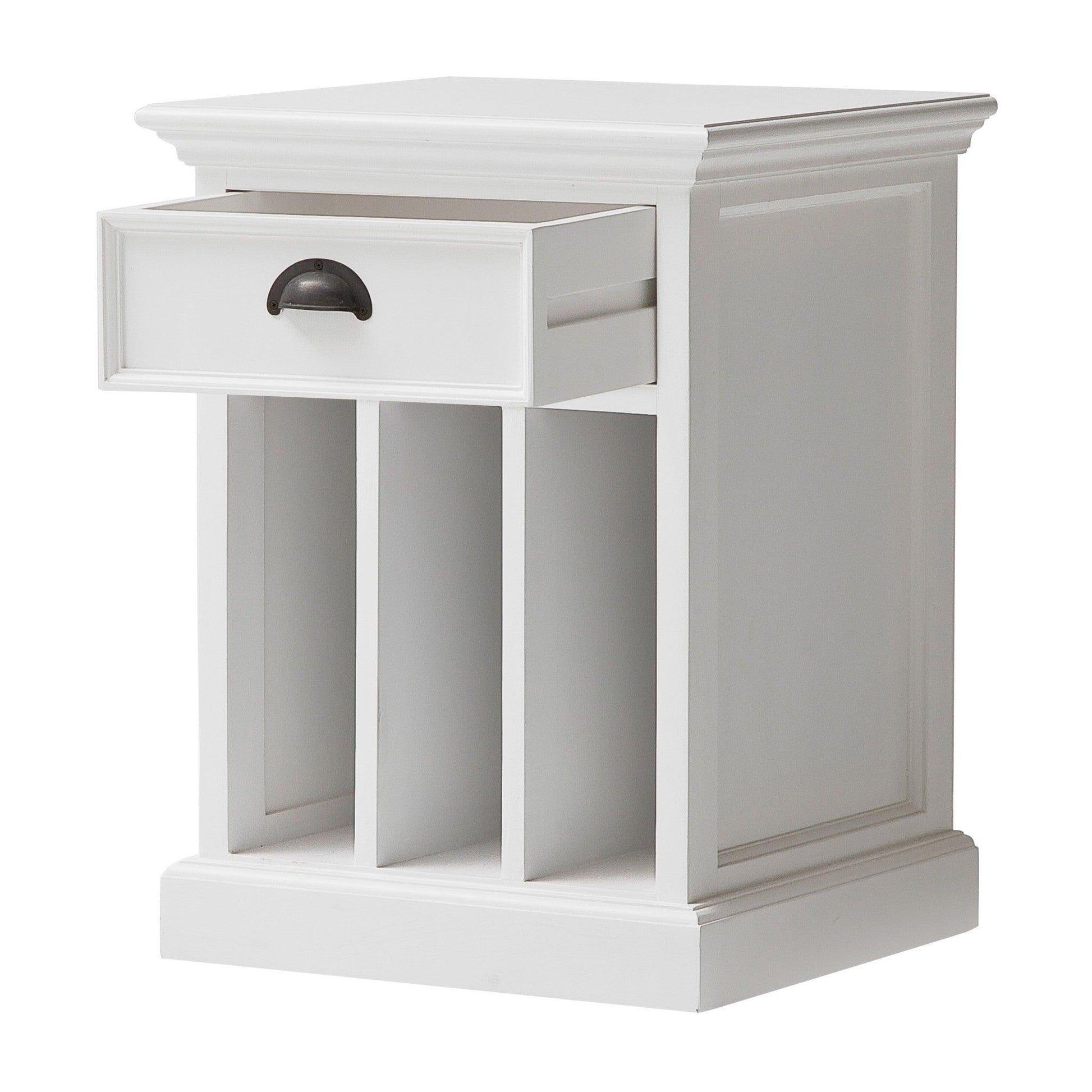 Classic White Nightstand With Dividers - AFS