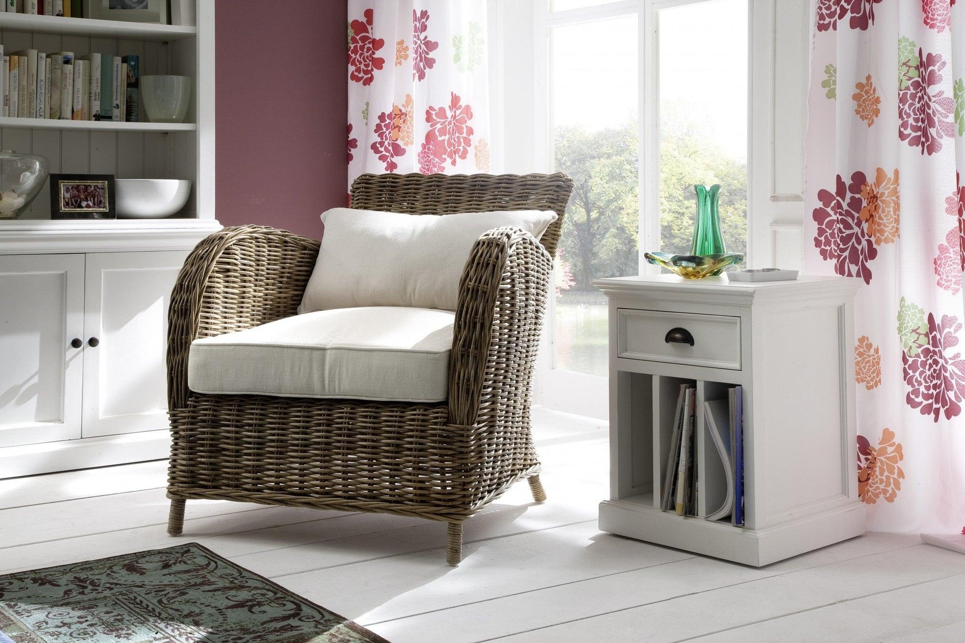 Classic White Nightstand With Dividers - AFS