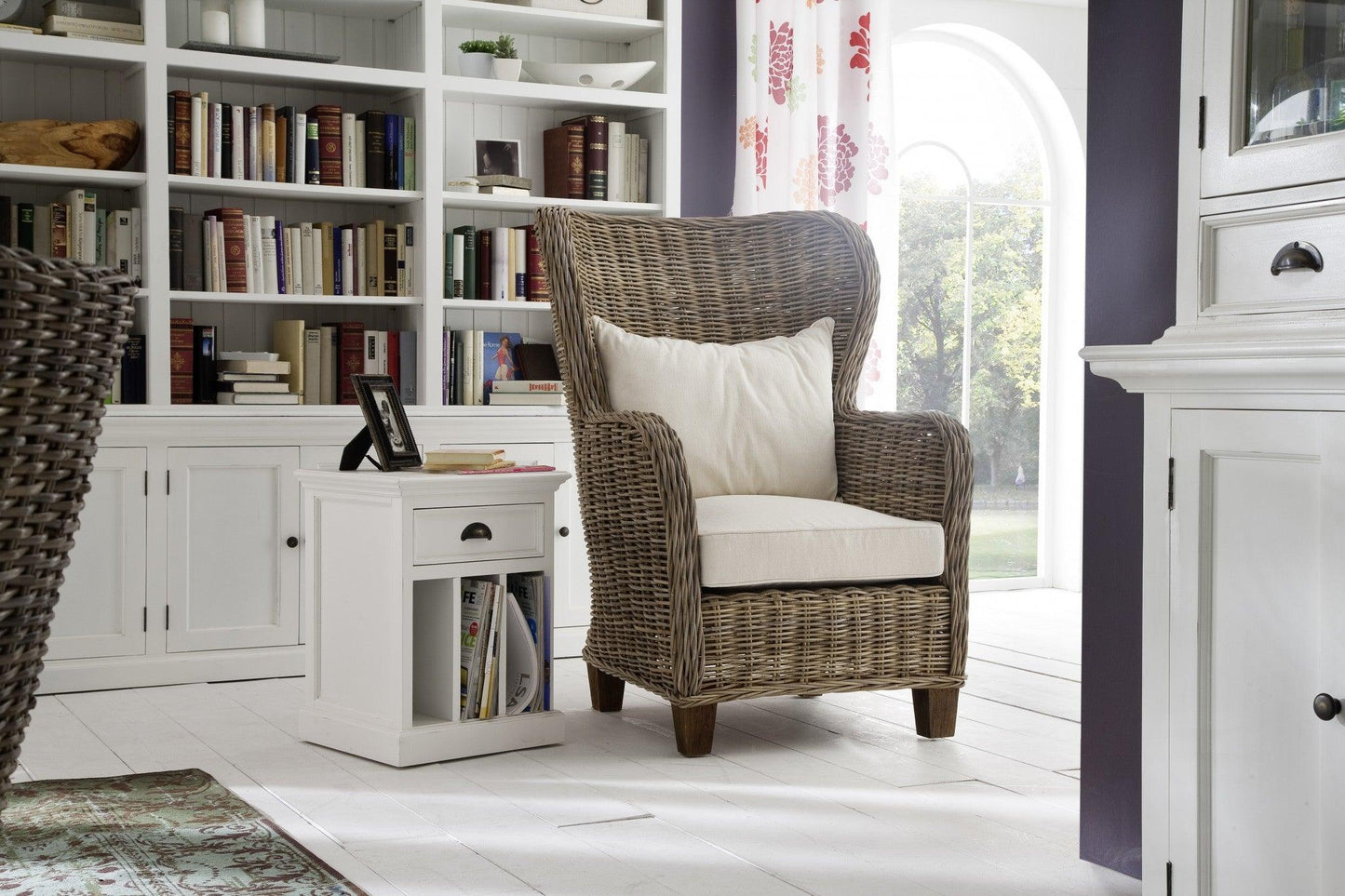 Classic White Nightstand With Dividers - AFS