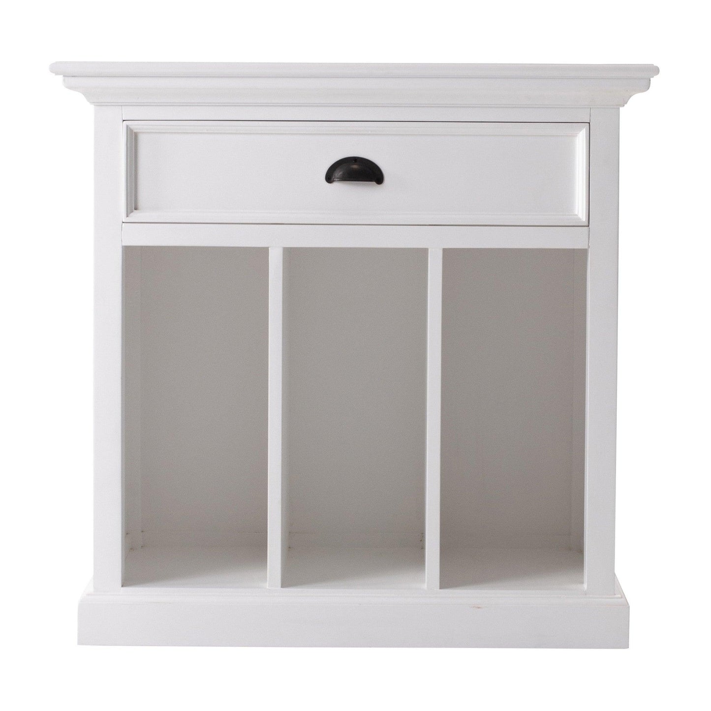 Classic White Large Nightstand With Dividers - AFS