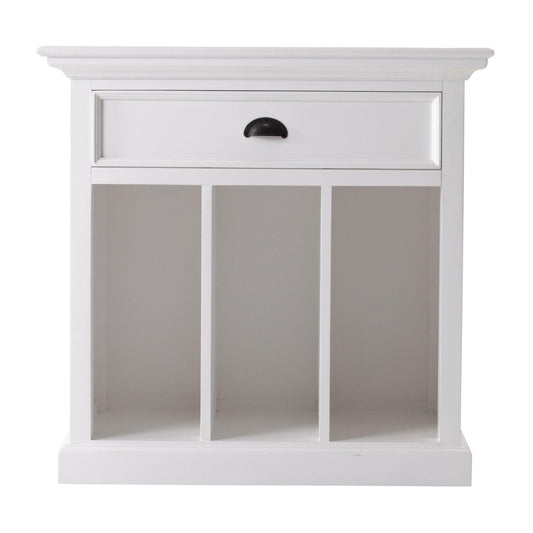 Classic White Large Nightstand With Dividers - AFS