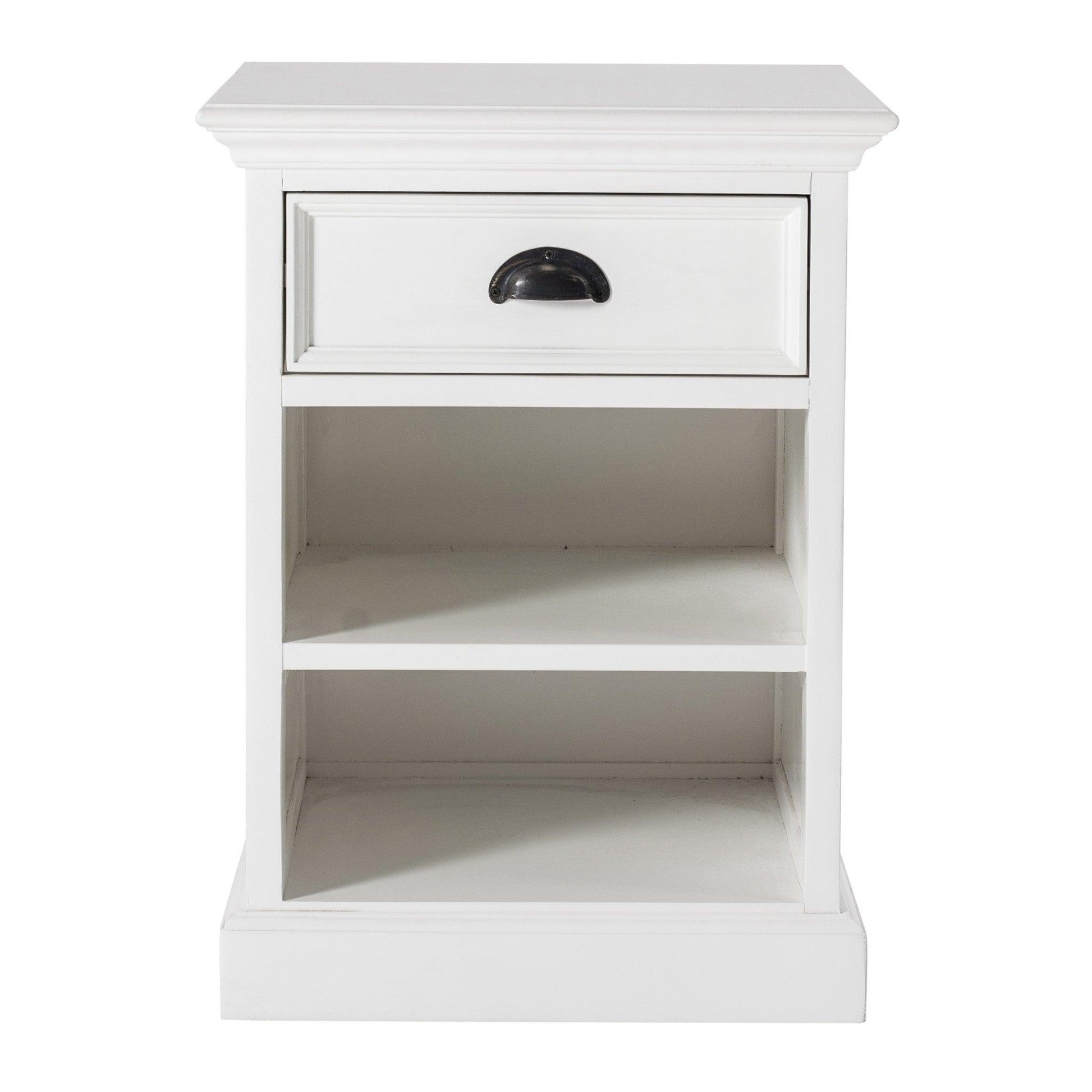 Classic White Nightstand With Shelves - AFS