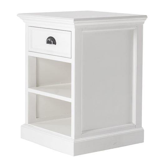 Classic White Nightstand With Shelves - AFS