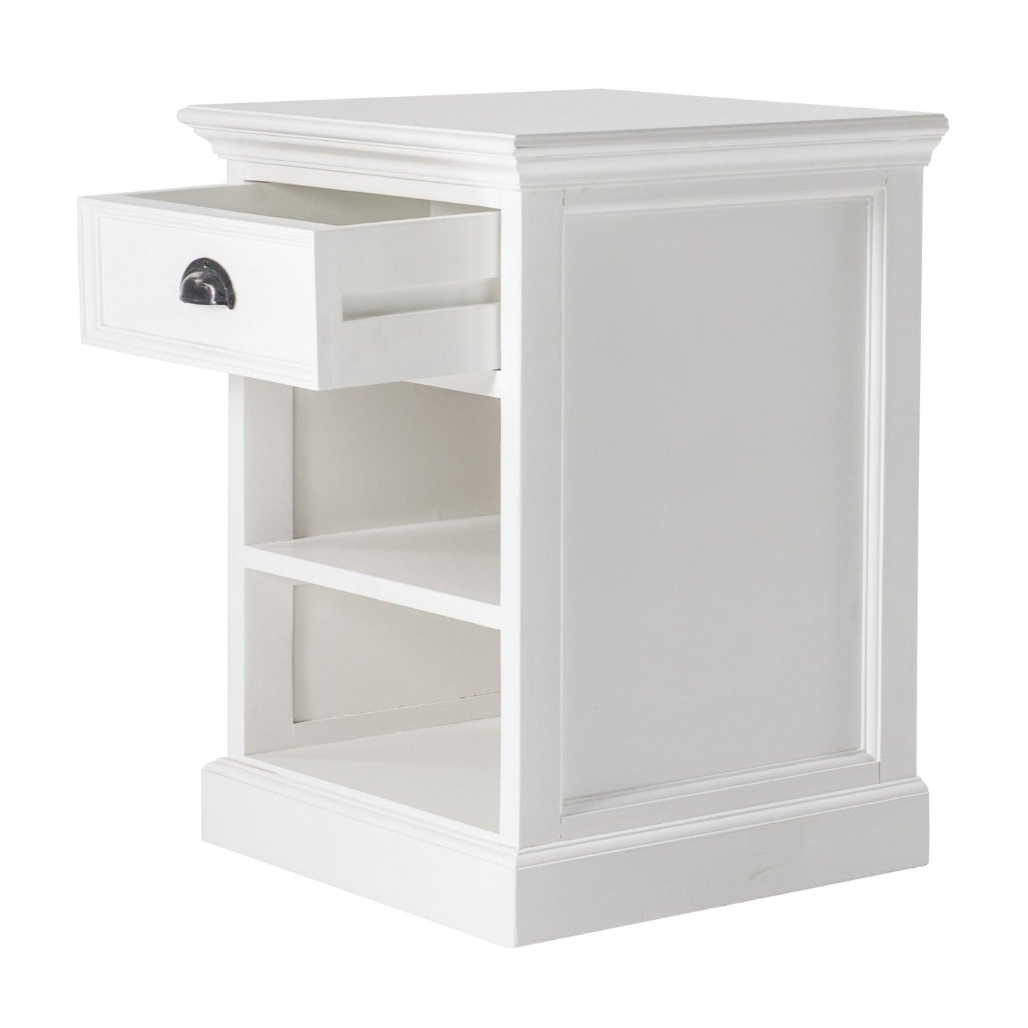 Classic White Nightstand With Shelves - AFS