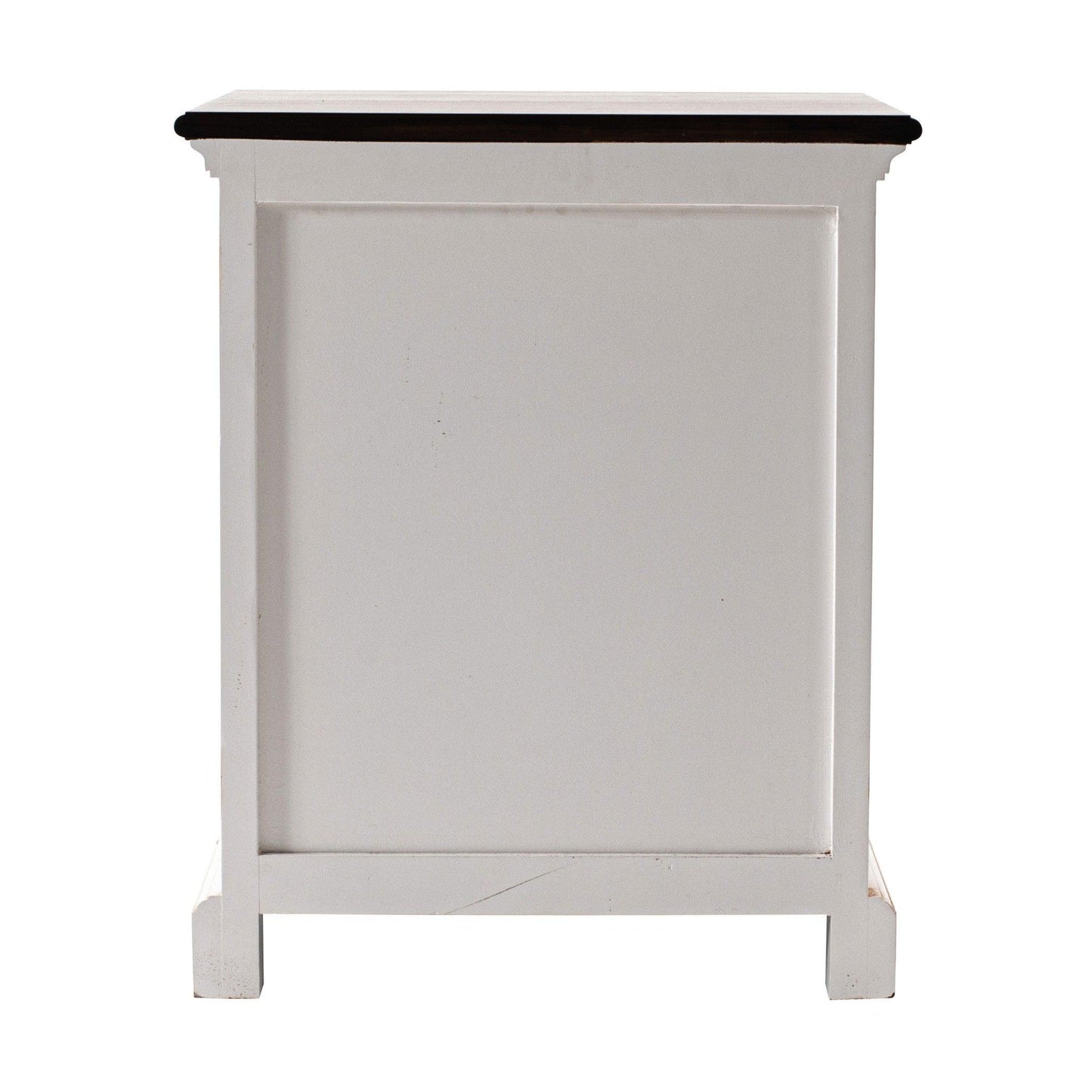 Distressed White and Deep Brown Nightstand With Shelves - AFS