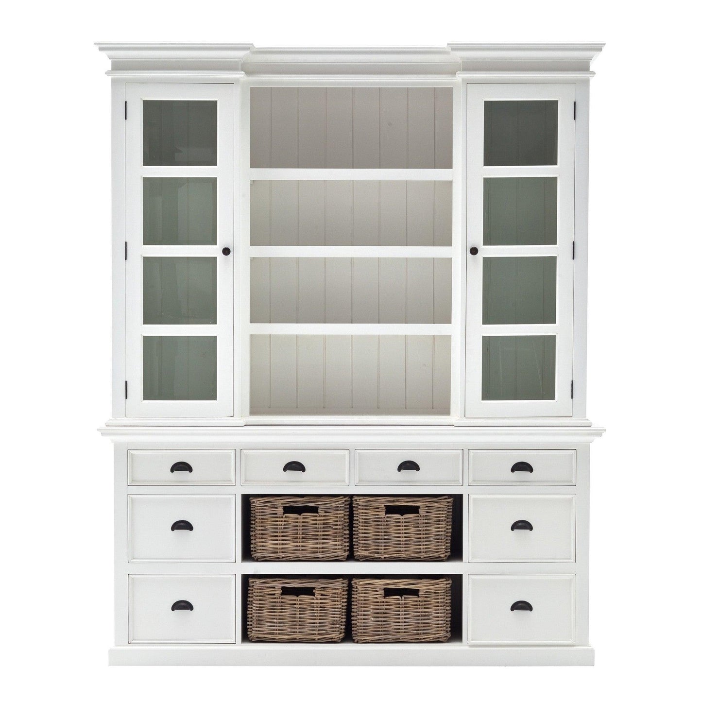 Classic White Library Hutch with Basket Set - AFS