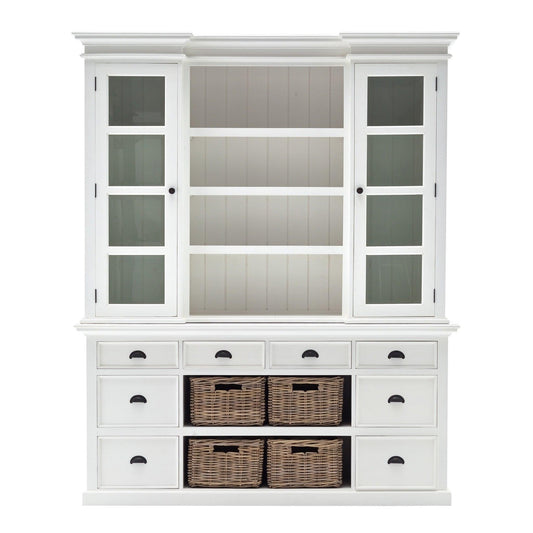 Classic White Library Hutch with Basket Set - AFS