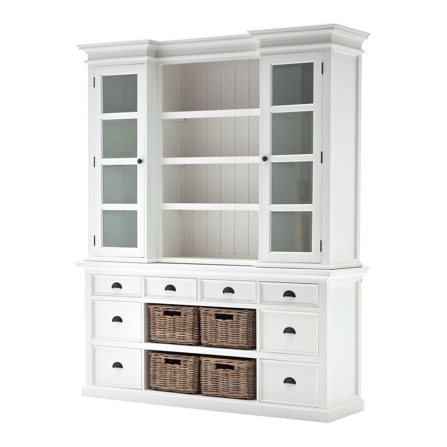 Classic White Library Hutch with Basket Set - AFS