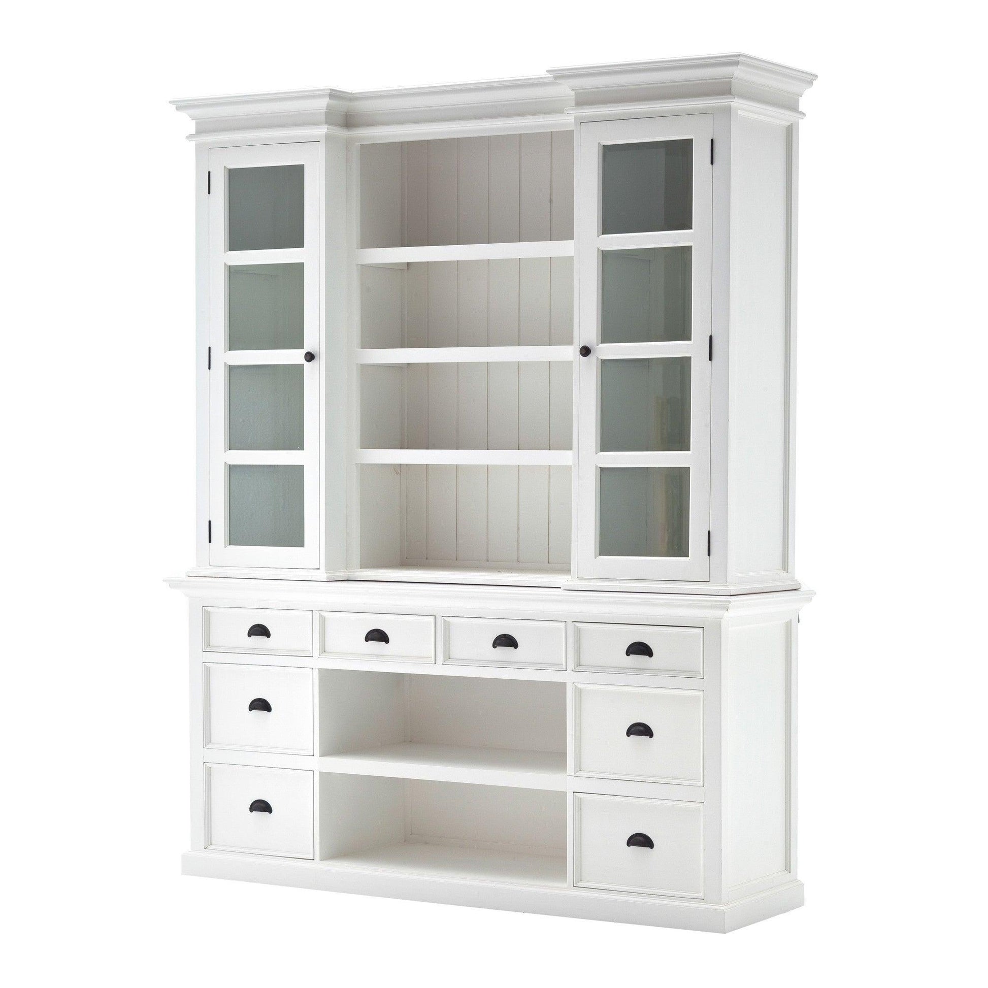 Classic White Library Hutch with Basket Set - AFS