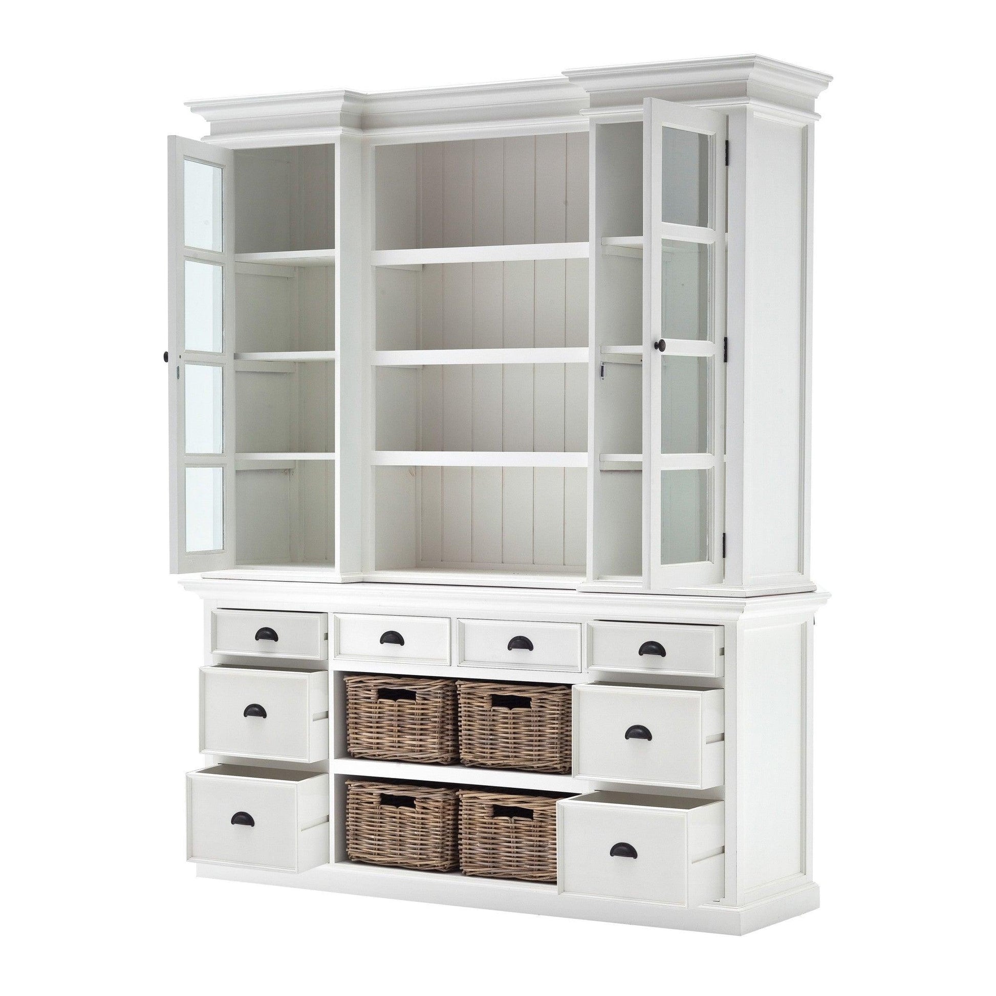 Classic White Library Hutch with Basket Set - AFS