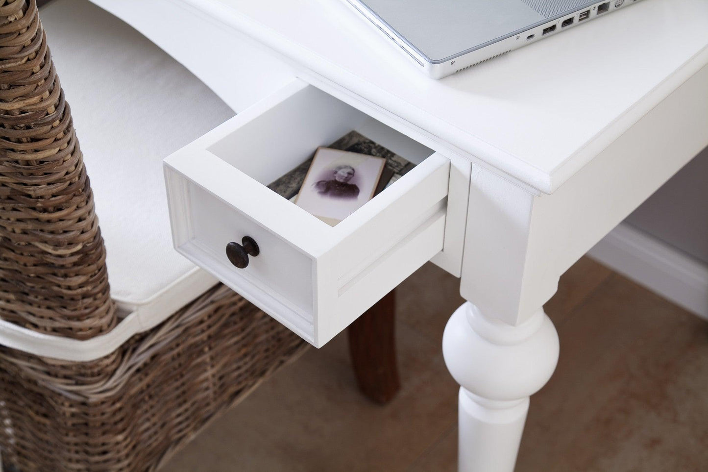 Antiqued White Provencial Writing or Computer Desk - AFS