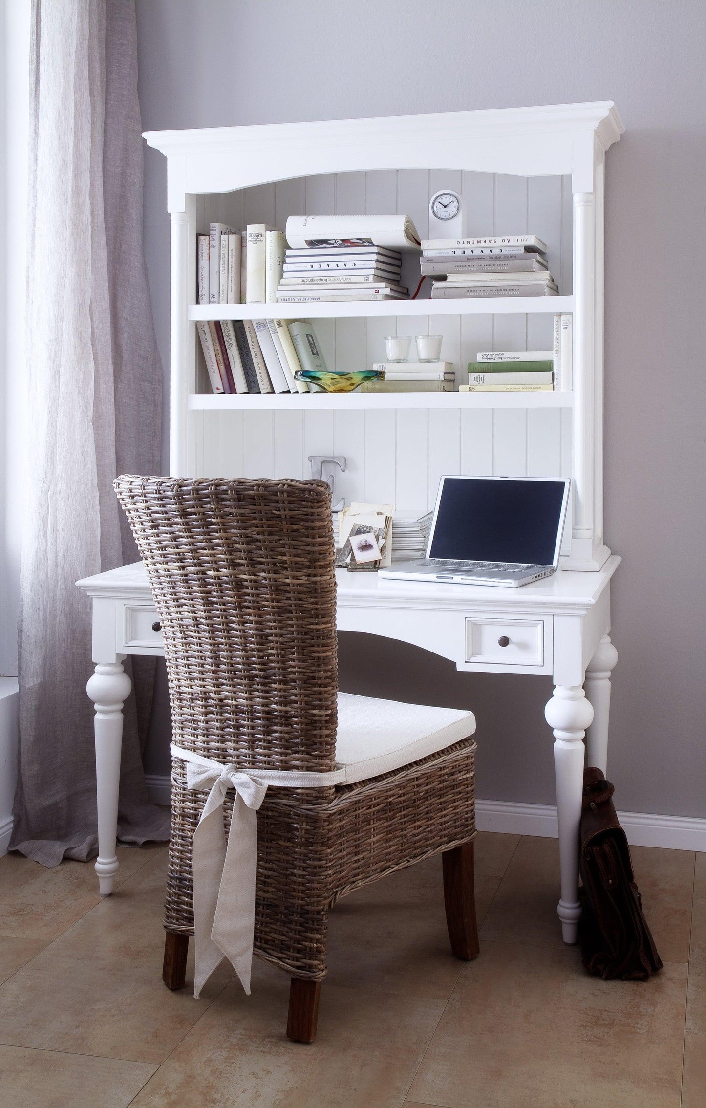 Antiqued White Provencial Writing or Computer Desk - AFS