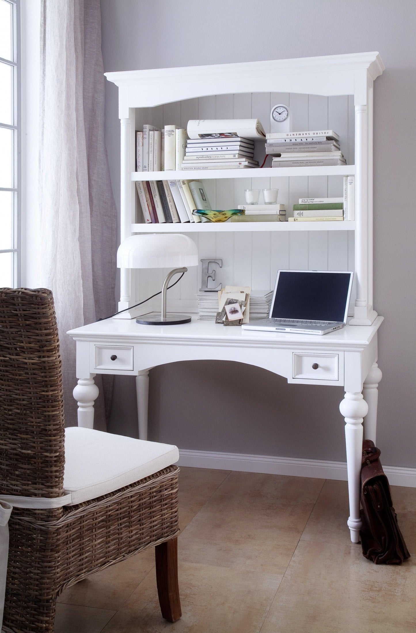 Antiqued White Provencial Writing or Computer Desk - AFS