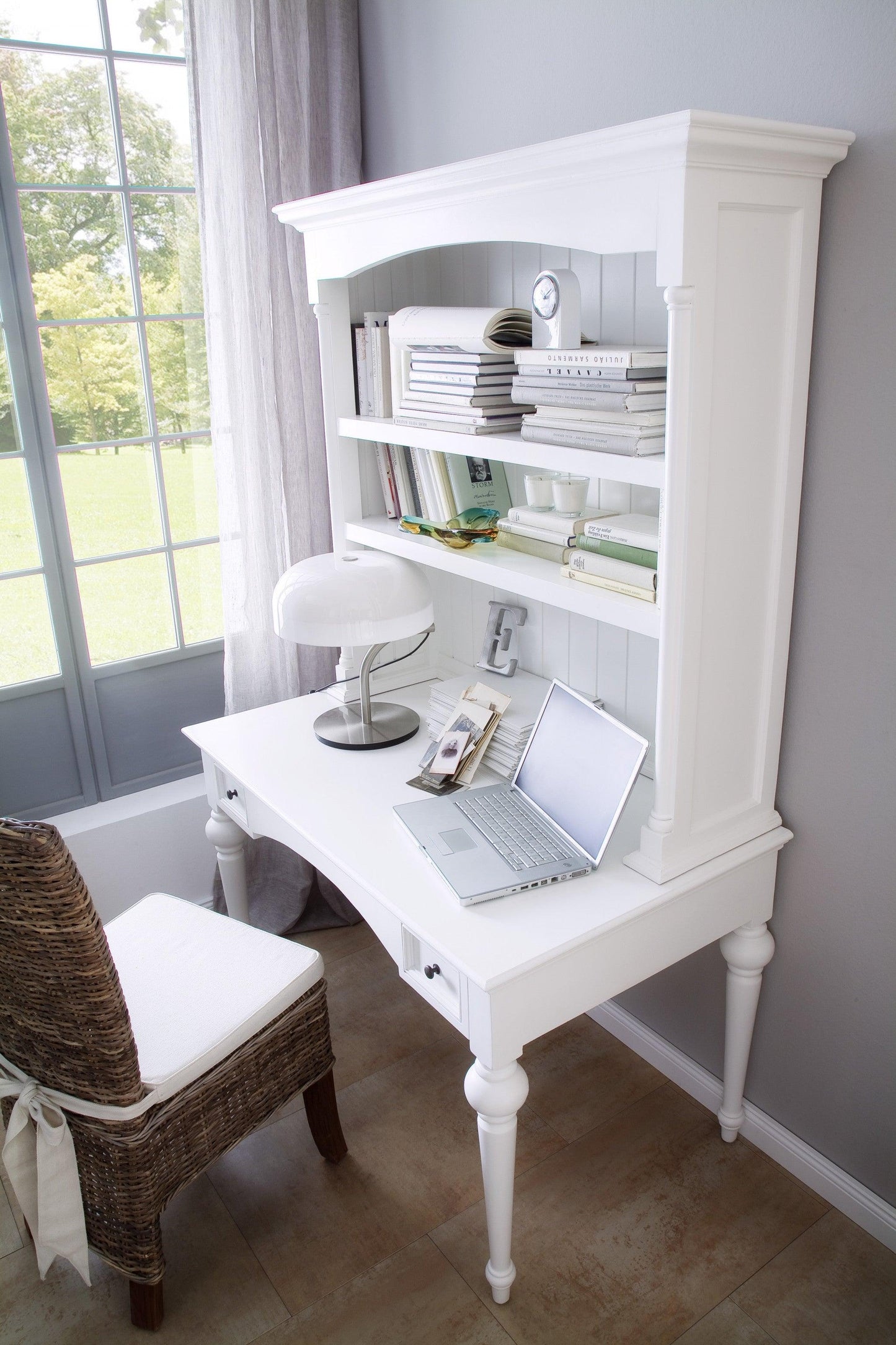 Antiqued White Provencial Writing or Computer Desk - AFS