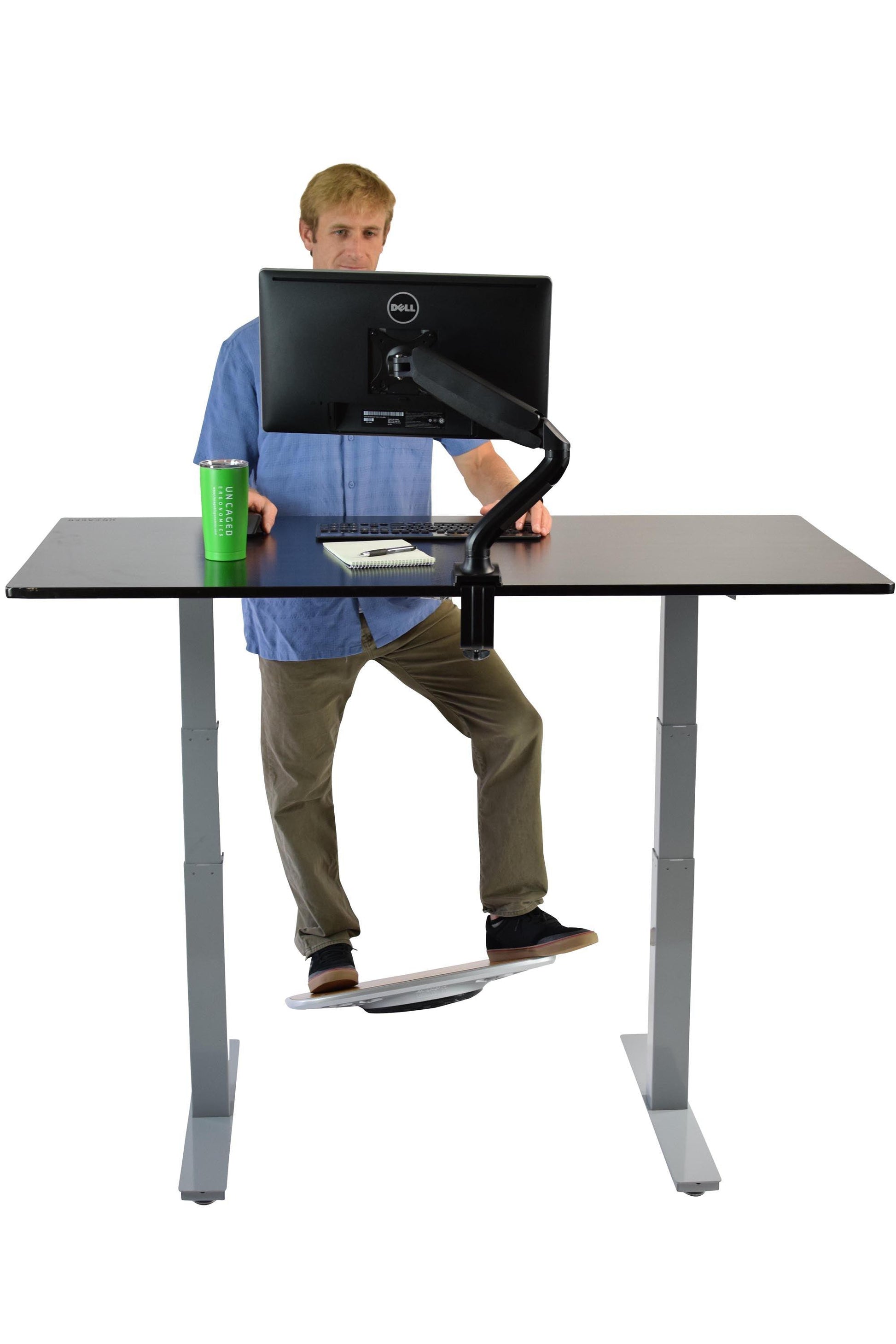 Bamboo and Silver Active Standing Desk Balance Board - AFS