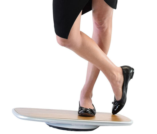 Bamboo and Silver Active Standing Desk Balance Board - AFS