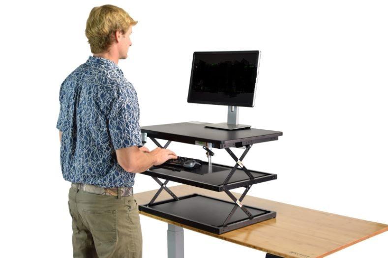 Black Adjustable Tall Standing Desk Converter and Riser - AFS