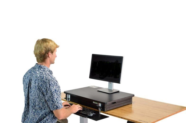 Black Adjustable Tall Standing Desk Converter and Riser - AFS