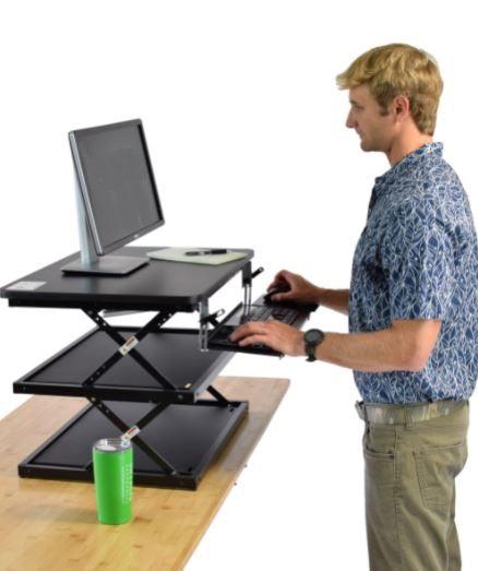 Black Adjustable Tall Standing Desk Converter and Riser - AFS