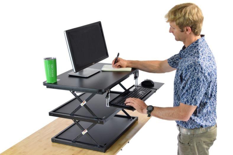 Black Adjustable Tall Standing Desk Converter and Riser - AFS