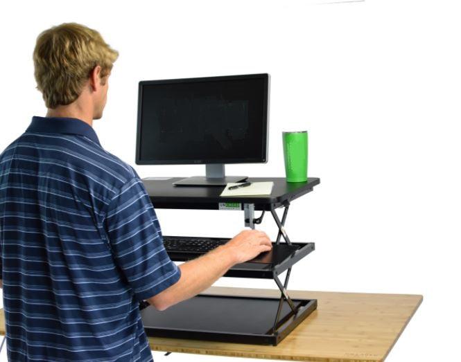 Black Adjustable Tall Standing Desk Converter and Riser - AFS