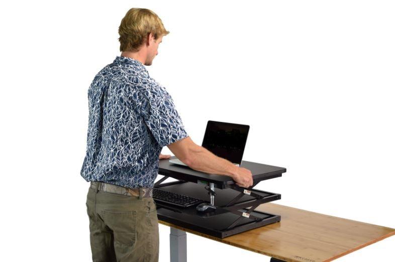 Black Adjustable Tall Standing Desk Converter and Riser - AFS