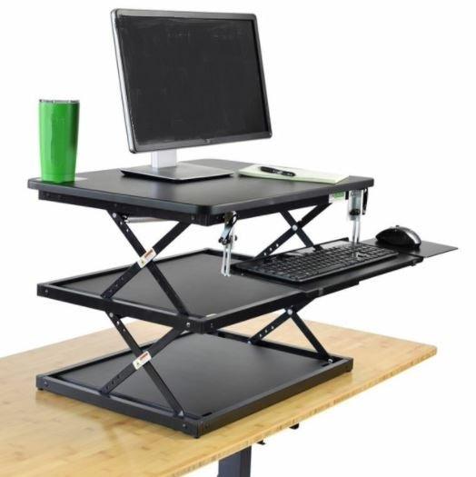 Black Adjustable Tall Standing Desk Converter and Riser - AFS