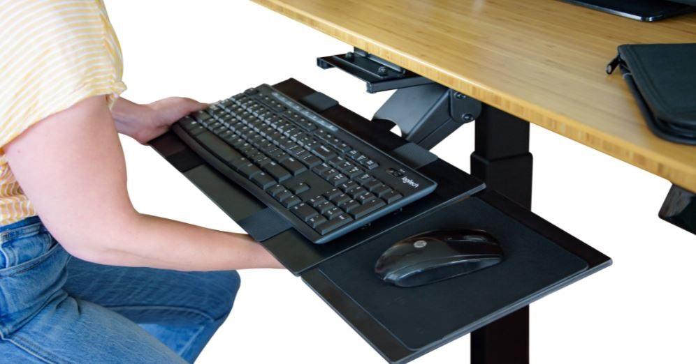 Black Ergonomic Under Desk Pull Out Keyboard Tray - AFS