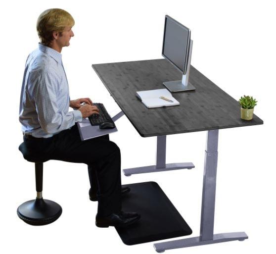 Gray Bamboo Dual Motor Electric Office Adjustable Computer Desk - AFS