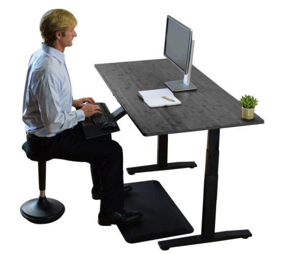 Black on Black Bamboo Dual Motor Electric Office Adjustable Computer Desk - AFS