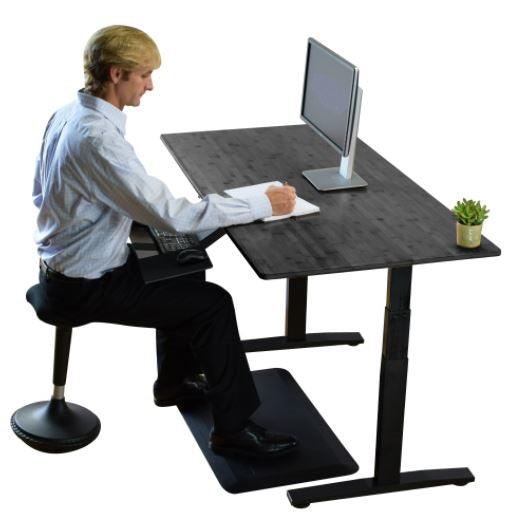 Black on Black Bamboo Dual Motor Electric Office Adjustable Computer Desk - AFS